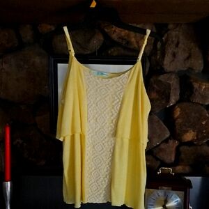 MAURICES Yellow Lace Accent TANK